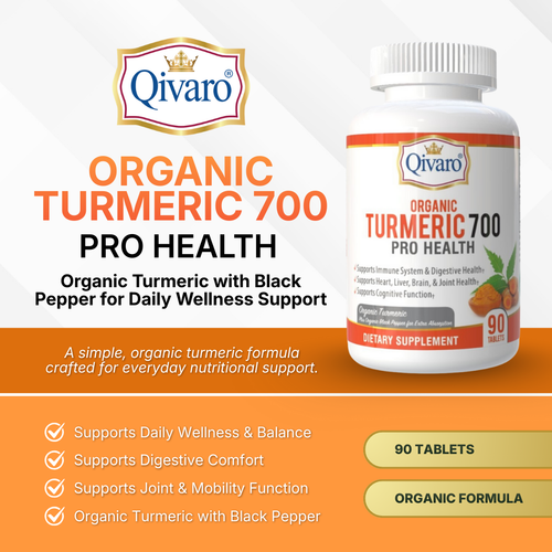 QIH04 | Organic Turmeric 700 Pro Health | 90 Tablets